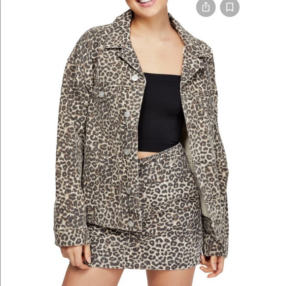 cheetah print denim jacket